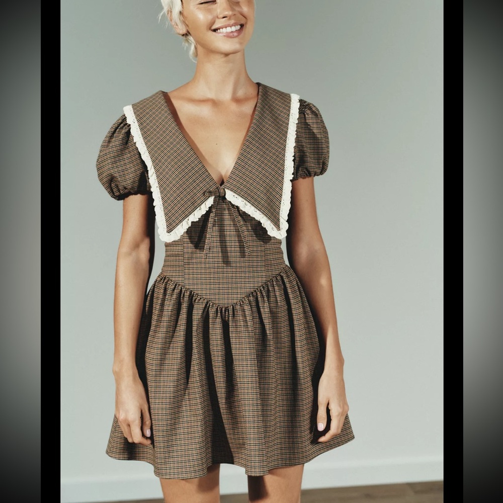 Zara plaid Peter Pan collar dress